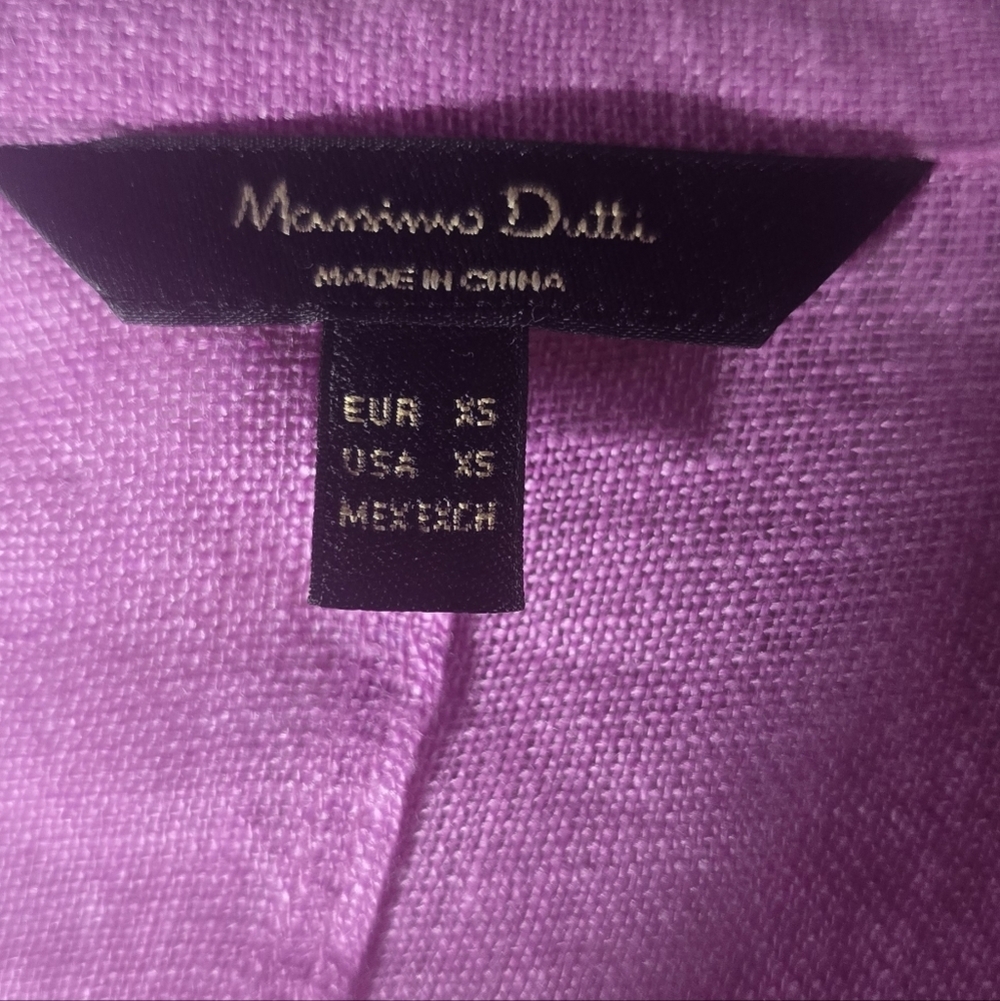 Massimo Dutti Oversized Linen Fuchsia Button-Down Shirt NWOT - Picture 4 of 6